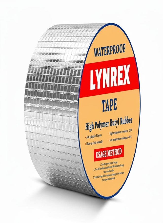 LYNREX Heavy-Duty Aluminum Butyl Leak Repair Tape - Waterproof, Permanent Seal for Roofs, Cracks, Window Sill Gaps, Boats & Home Projects - Image 1